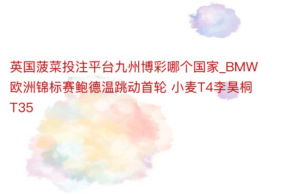 英国菠菜投注平台九州博彩哪个国家_BMW欧洲锦标赛鲍德温跳动首轮 小麦T4李昊桐T35